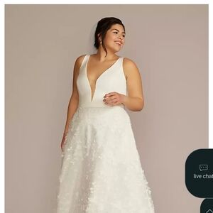 David's Bridal White Floral Wedding Gown